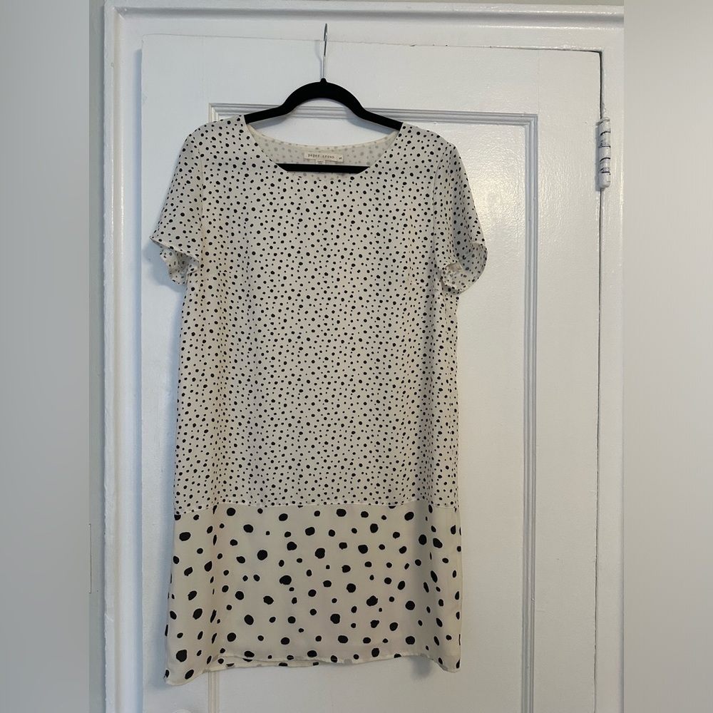 Black and White Polka Dot Dress, Paper Crown, Size S.